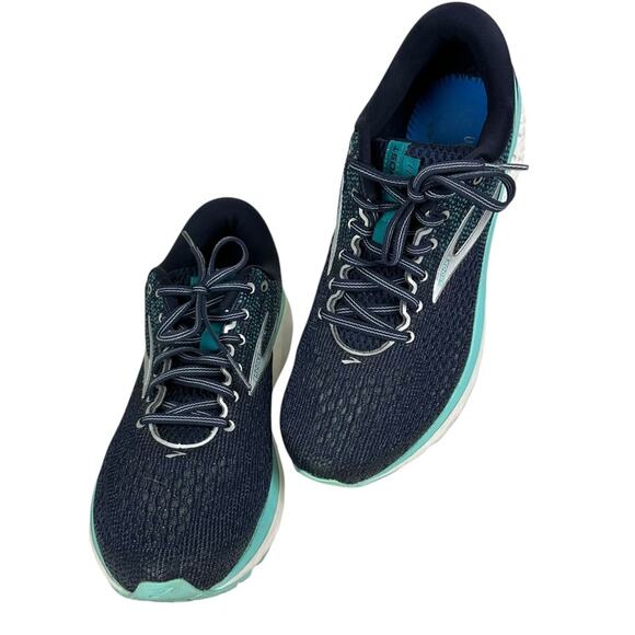 Men's Brooks Ghost 11 Navy and Teal Running Shoes Size 10.5 Wide NO INSOLES - Picture 1 of 12